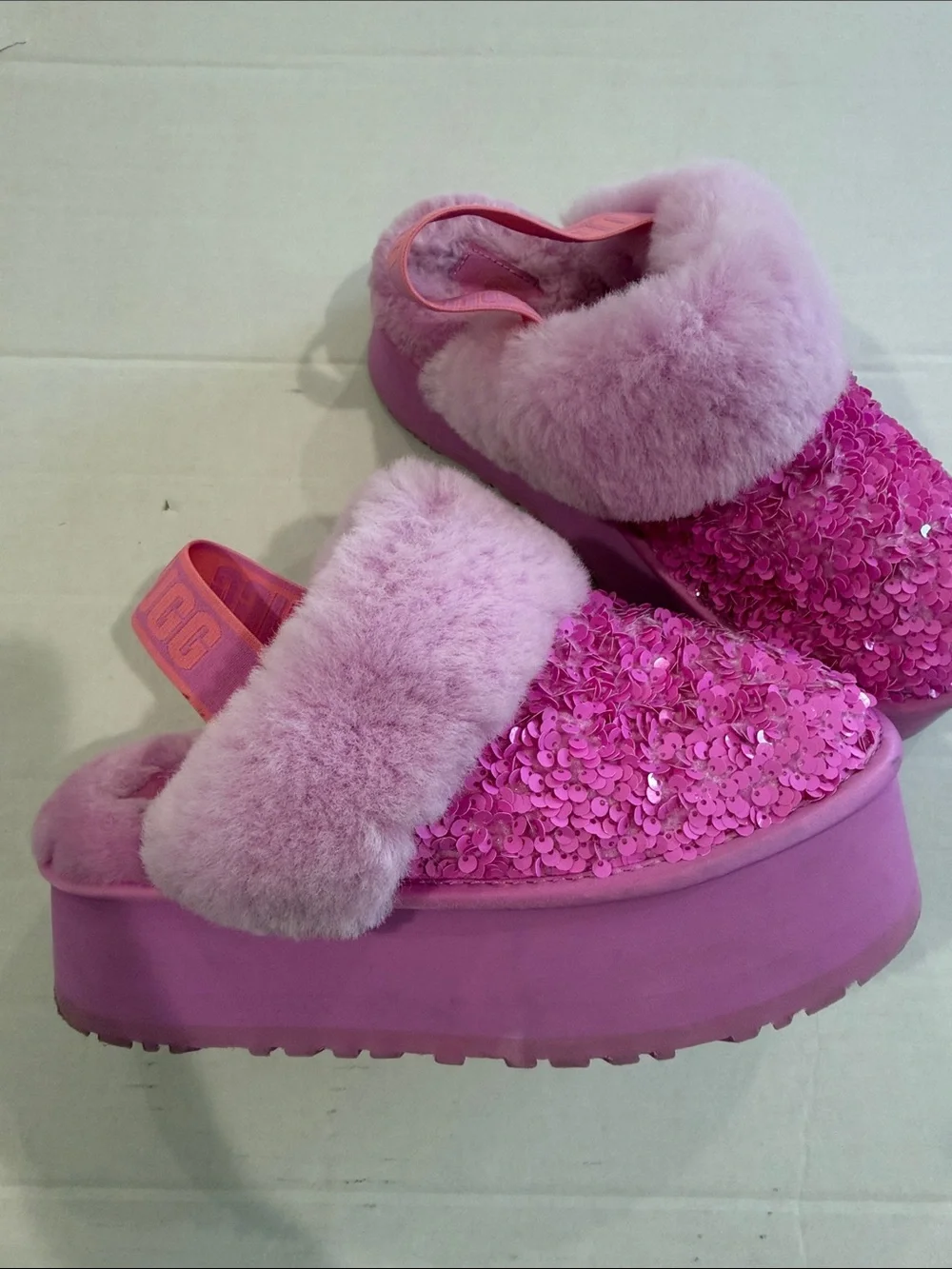 Uggs pink sequin faux slip on chunky fun kettle nib